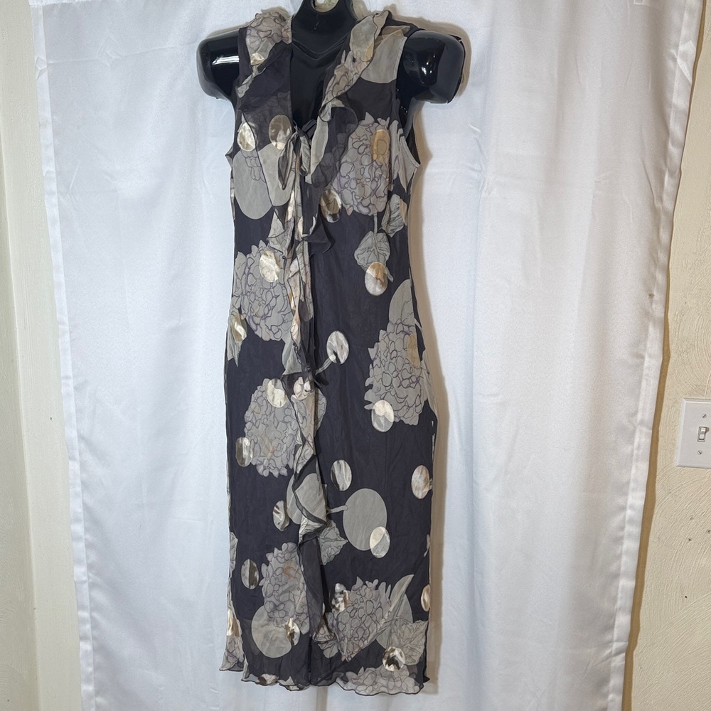 Fenn Wright Manson Black and Cream Floral Midi Dress
